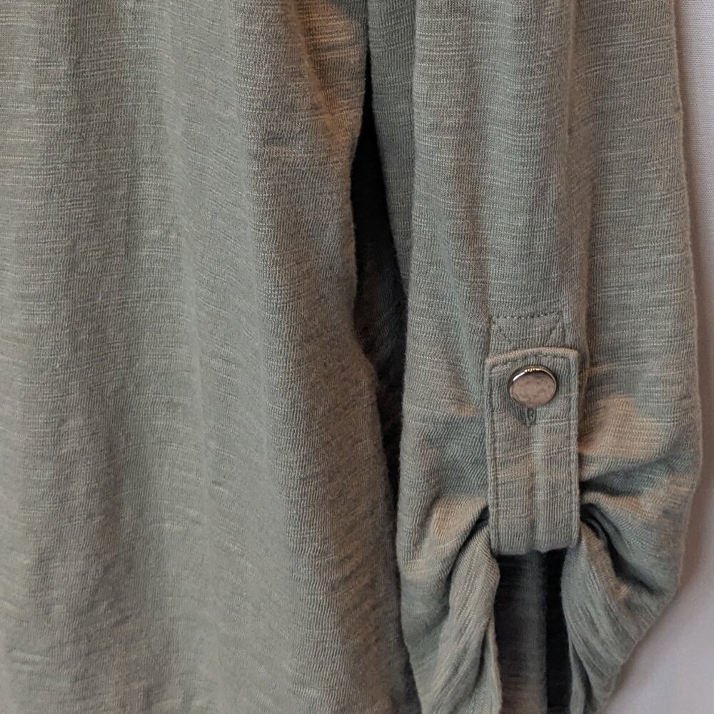 Chico's Sage Green Ultimate Roll-tab Long SleeveTee - Picture 3 of 5